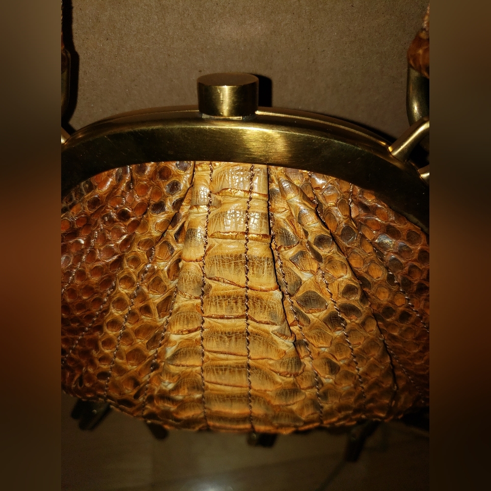 Super Rare Flawless. Donna Karan burnt orange python snakeskin mini bag - Picture 12 of 16